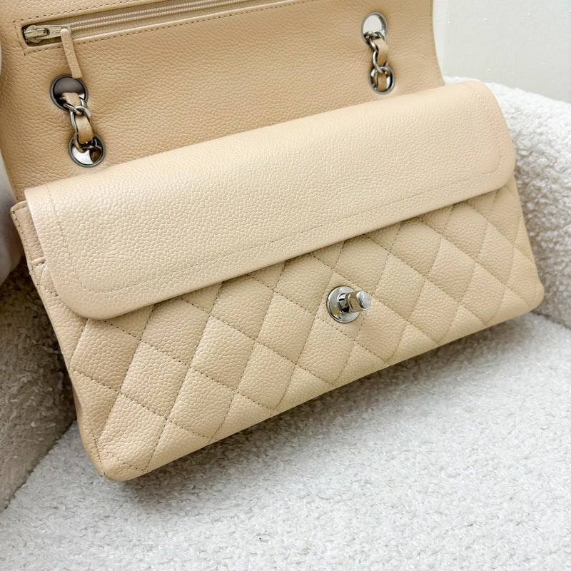 Chanel Medium Classic Flap CF in Beige Caviar and SHW