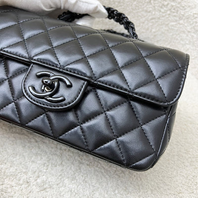 Chanel 25C So Black Top Handle Mini Rectangular Flap in Black Lambskin and Black HW (Model: AS5243)