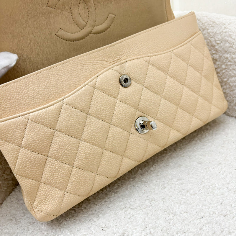 Chanel Medium Classic Flap CF in Beige Caviar and SHW