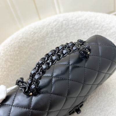 Chanel 25C So Black Top Handle Mini Rectangular Flap in Black Lambskin and Black HW (Model: AS5243)