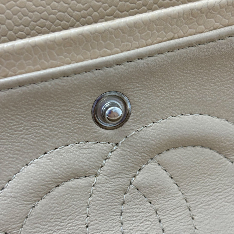 Chanel Medium Classic Flap CF in Beige Caviar and SHW