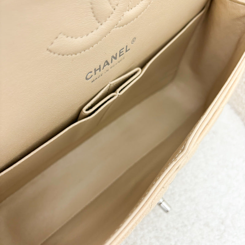 Chanel Medium Classic Flap CF in Beige Caviar and SHW