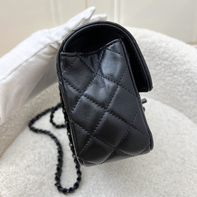 Chanel 25C So Black Top Handle Mini Rectangular Flap in Black Lambskin and Black HW (Model: AS5243)