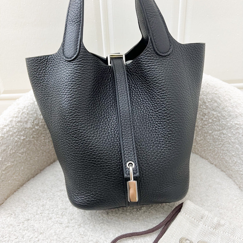 Hermes Picotin 18 in Black Noir Clemence Leather and PHW