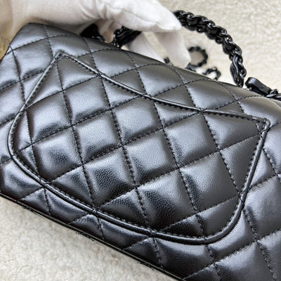 Chanel 25C So Black Top Handle Mini Rectangular Flap in Black Lambskin and Black HW (Model: AS5243)