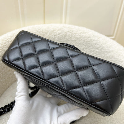 Chanel 25C So Black Top Handle Mini Rectangular Flap in Black Lambskin and Black HW (Model: AS5243)