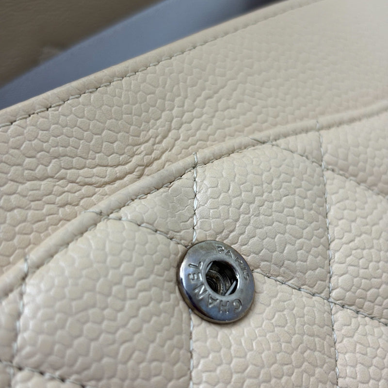 Chanel Medium Classic Flap CF in Beige Caviar and SHW