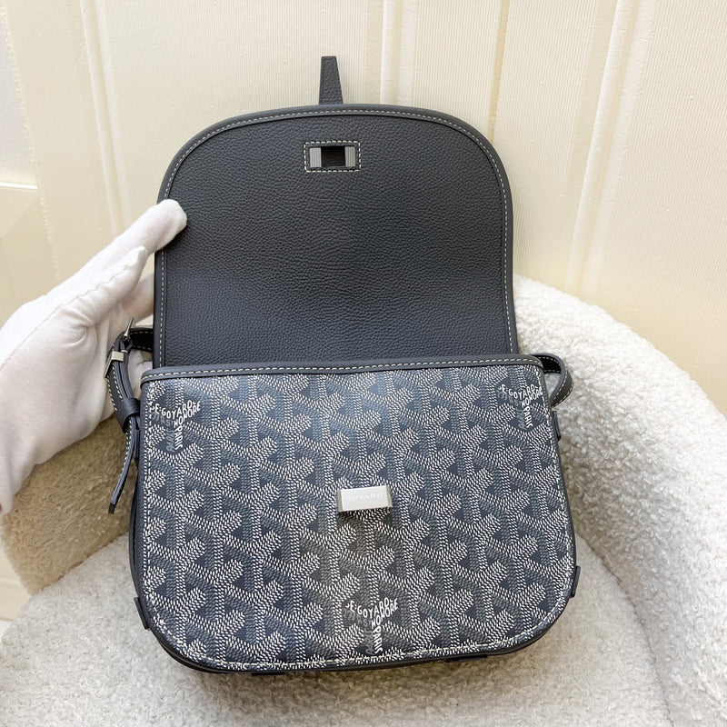 Goyard Belvedere PM in Grey Blue Signature Canvas and SHW