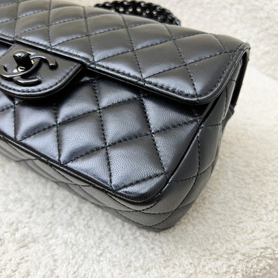 Chanel 25C So Black Top Handle Mini Rectangular Flap in Black Lambskin and Black HW (Model: AS5243)