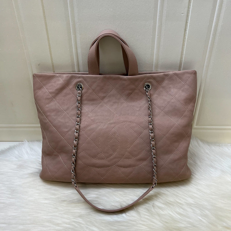 Chanel Large Quilted Tote Bag in Pink Caviar and SHW