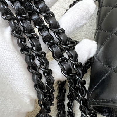Chanel 25C So Black Top Handle Mini Rectangular Flap in Black Lambskin and Black HW (Model: AS5243)