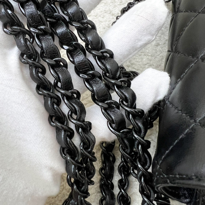 Chanel 25C So Black Top Handle Mini Rectangular Flap in Black Lambskin and Black HW (Model: AS5243)