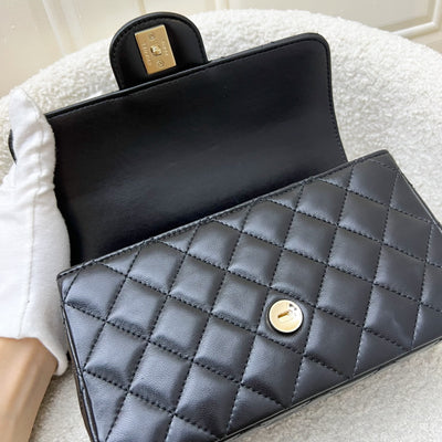 Chanel 25C So Black Top Handle Mini Rectangular Flap in Black Lambskin and Black HW (Model: AS5243)