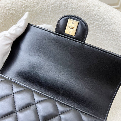 Chanel 25C So Black Top Handle Mini Rectangular Flap in Black Lambskin and Black HW (Model: AS5243)