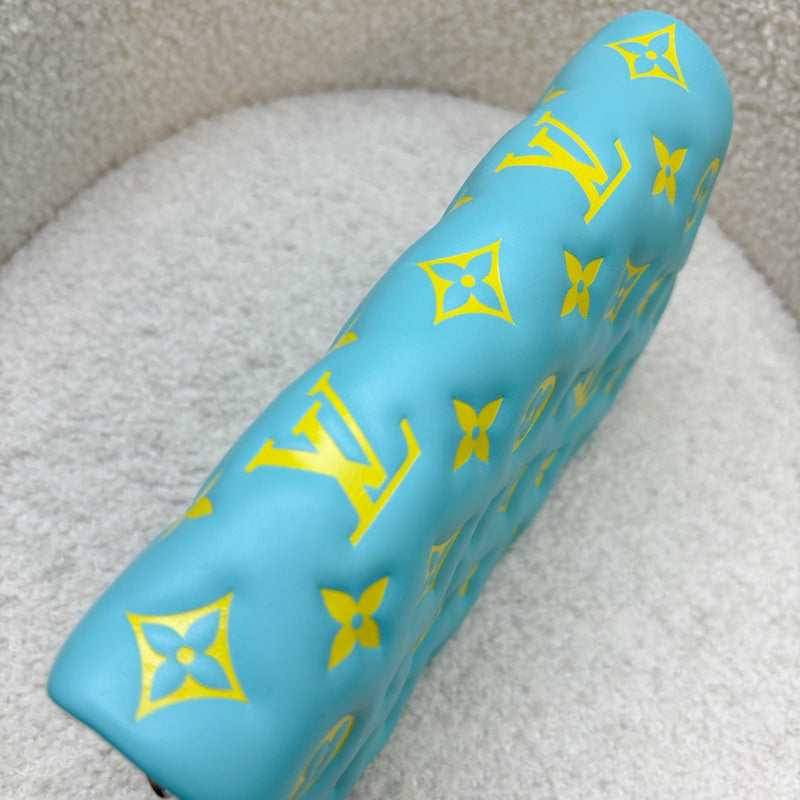 LV Pochette Coussin in Yellow / Cyan Monogram Embossed Lambskin and GHW