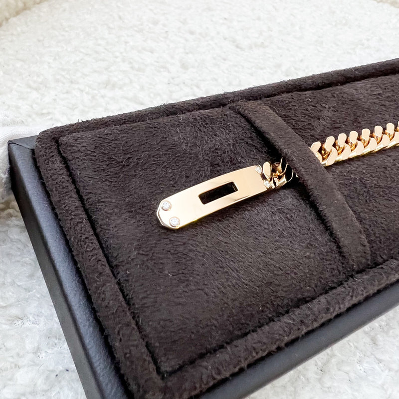 Hermes Kelly Gourmette TPM Bracelet with Diamonds in 18K Rose Gold