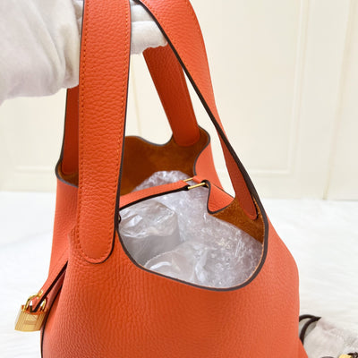 Hermes Picotin 22 in Feu Clemence Leather and GHW