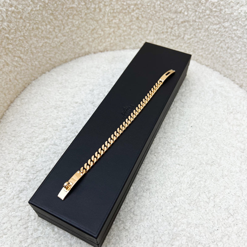 Hermes Kelly Gourmette TPM Bracelet with Diamonds in 18K Rose Gold