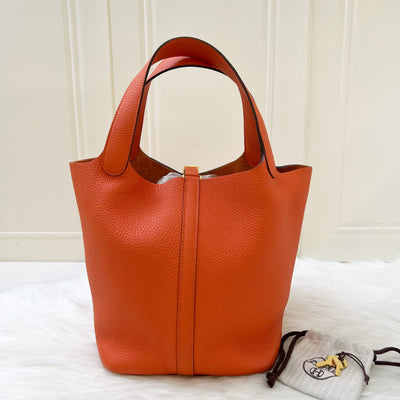 Hermes Picotin 22 in Feu Clemence Leather and GHW