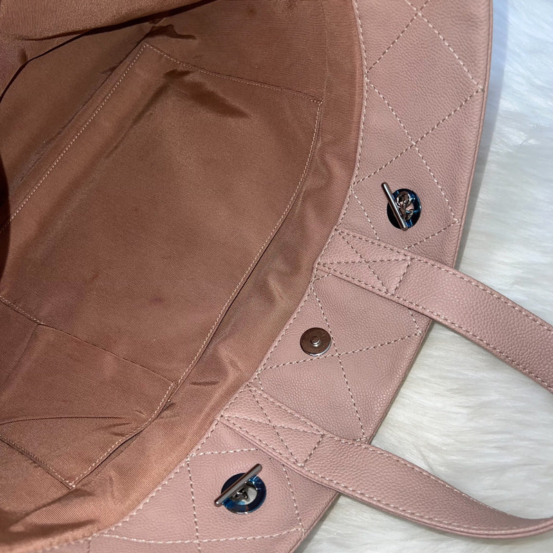 Chanel Large Quilted Tote Bag in Pink Caviar and SHW