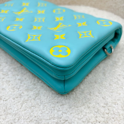 LV Pochette Coussin in Yellow / Cyan Monogram Embossed Lambskin and GHW