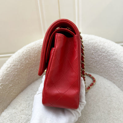 Chanel Medium Classic Flap CF in Red Lambskin and Matte GHW