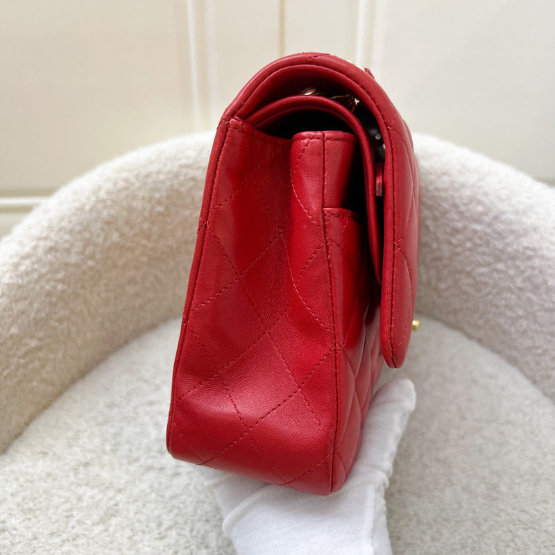 Chanel Medium Classic Flap CF in Red Lambskin and Matte GHW