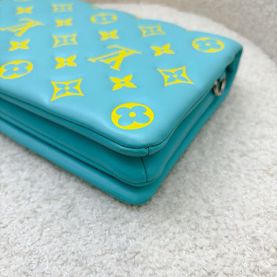 LV Pochette Coussin in Yellow / Cyan Monogram Embossed Lambskin and GHW