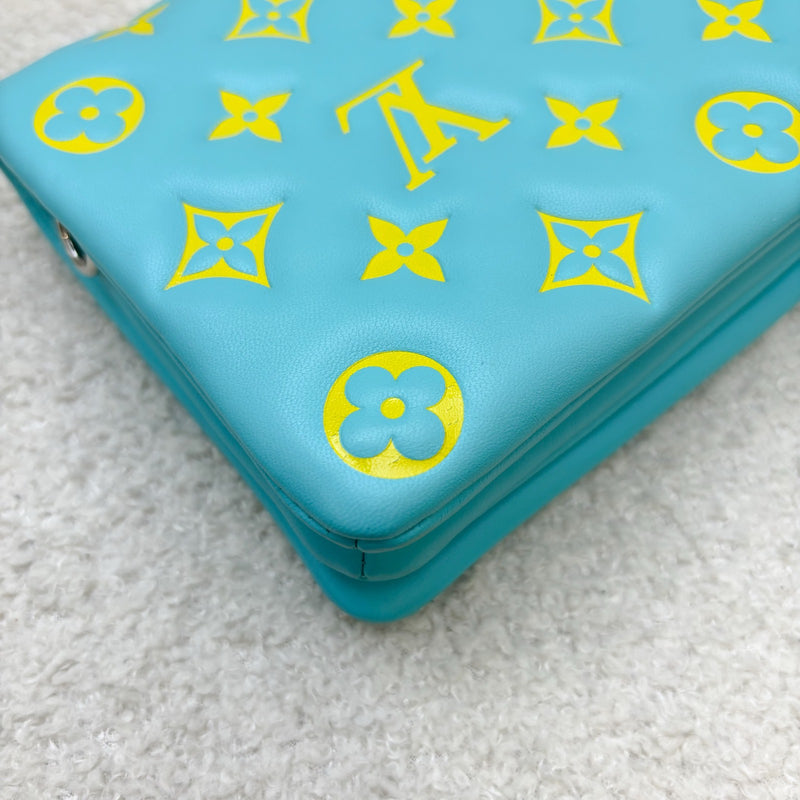 LV Pochette Coussin in Yellow / Cyan Monogram Embossed Lambskin and GHW