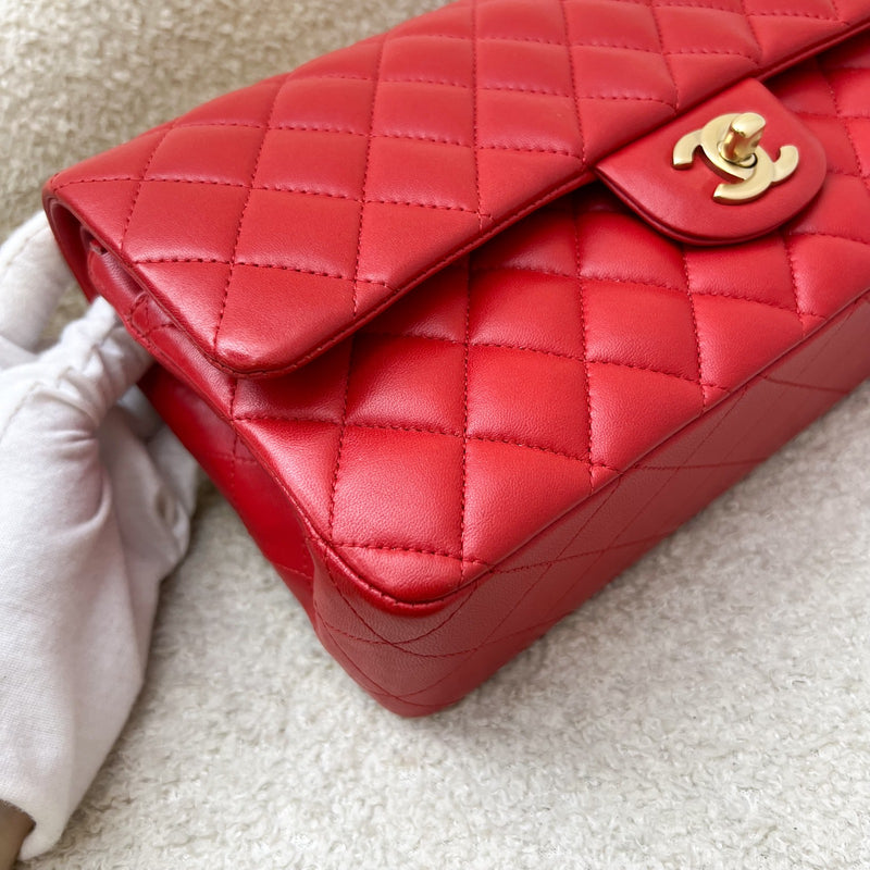 Chanel Medium Classic Flap CF in Red Lambskin and Matte GHW
