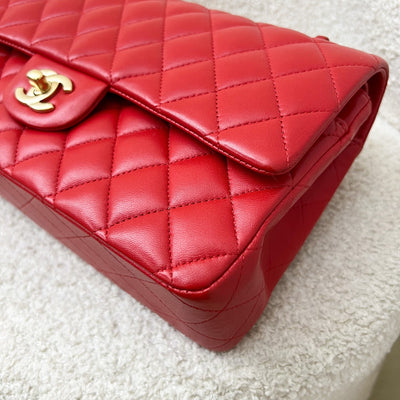 Chanel Medium Classic Flap CF in Red Lambskin and Matte GHW