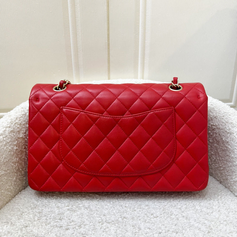 Chanel Medium Classic Flap CF in Red Lambskin and Matte GHW
