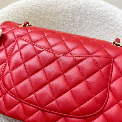 Chanel Medium Classic Flap CF in Red Lambskin and Matte GHW