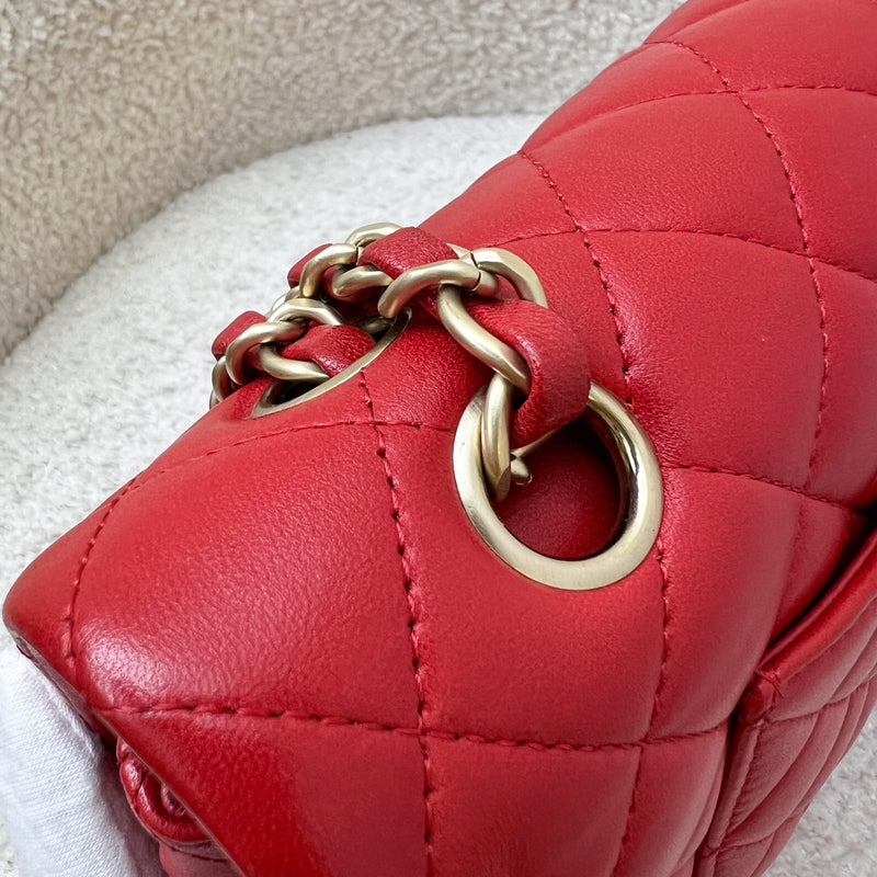 Chanel Medium Classic Flap CF in Red Lambskin and Matte GHW