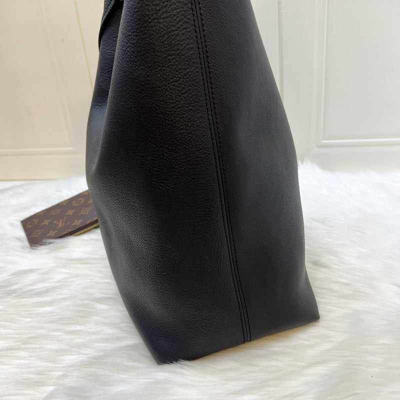 Louis Vuitton LV Low Key Hobo MM in Black Grained Calfskin and GHW