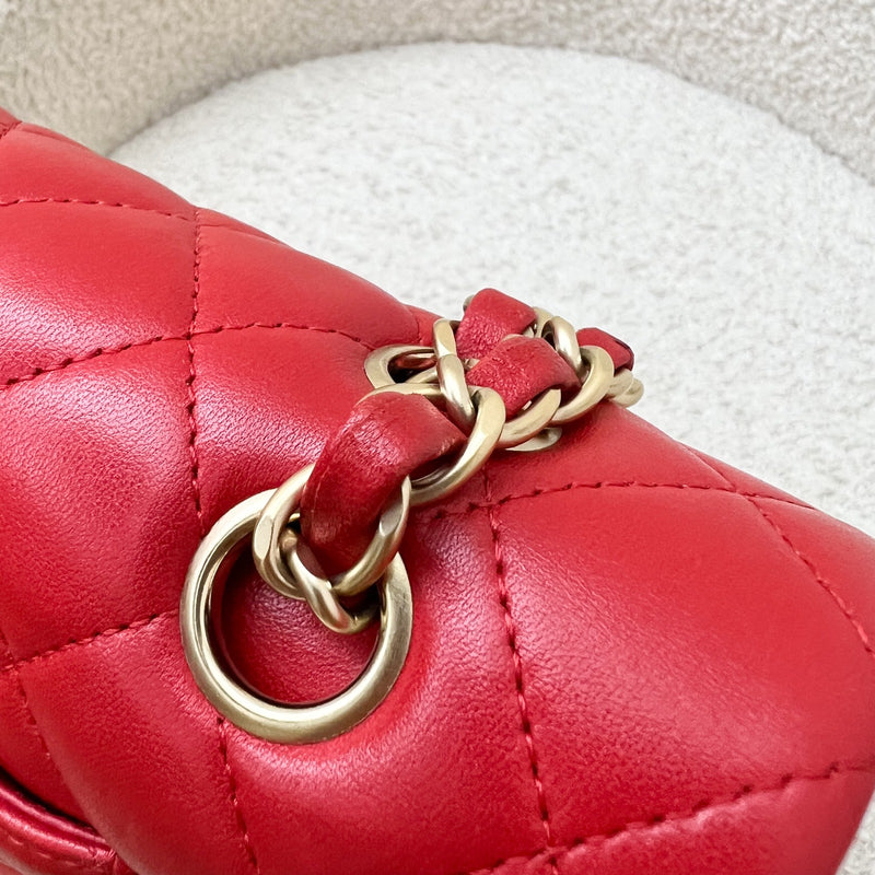 Chanel Medium Classic Flap CF in Red Lambskin and Matte GHW