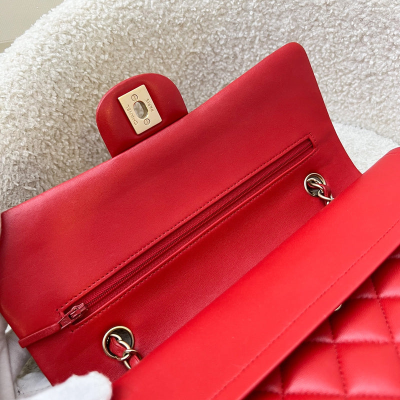 Chanel Medium Classic Flap CF in Red Lambskin and Matte GHW