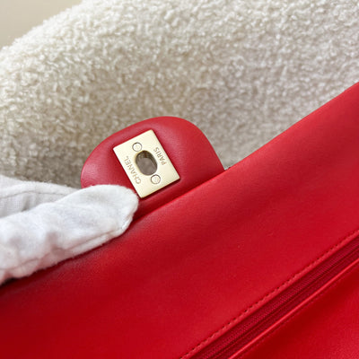 Chanel Medium Classic Flap CF in Red Lambskin and Matte GHW