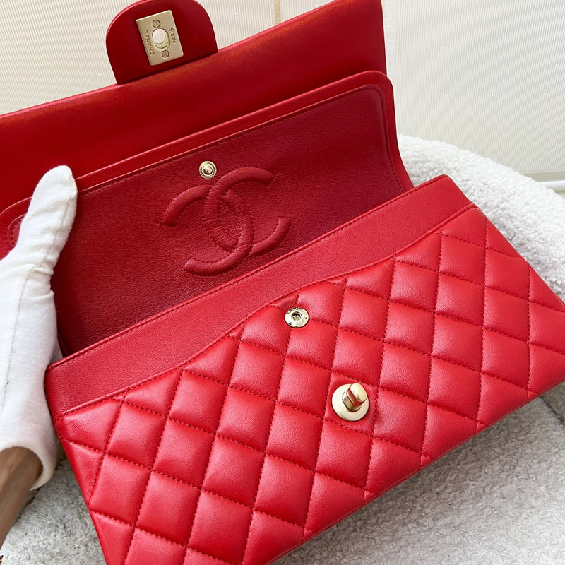 Chanel Medium Classic Flap CF in Red Lambskin and Matte GHW