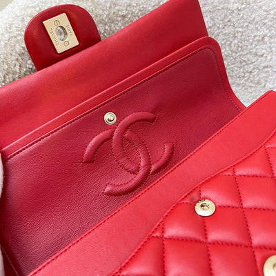 Chanel Medium Classic Flap CF in Red Lambskin and Matte GHW