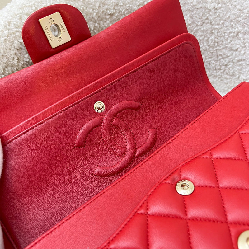 Chanel Medium Classic Flap CF in Red Lambskin and Matte GHW