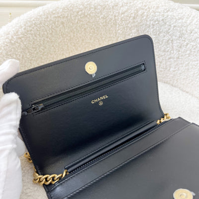 Chanel Boy Wallet on Chain WOC in Black Caviar AGHW