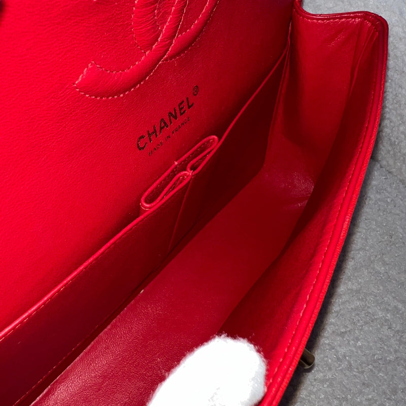 Chanel Medium Classic Flap CF in Red Lambskin and Matte GHW