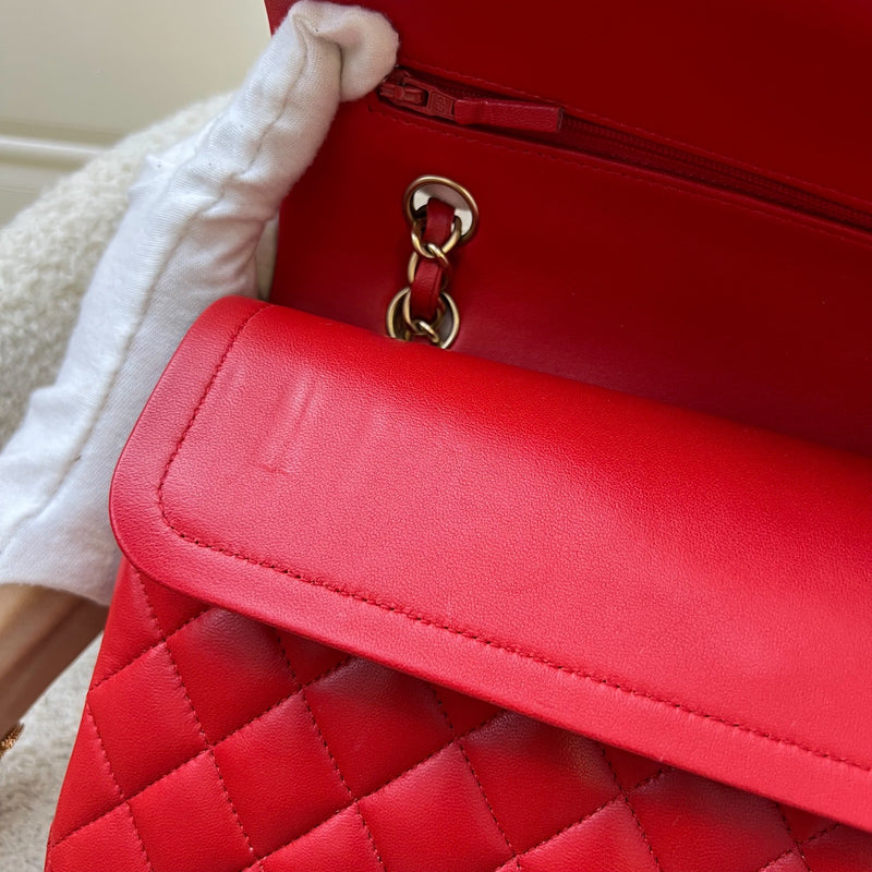 Chanel Medium Classic Flap CF in Red Lambskin and Matte GHW