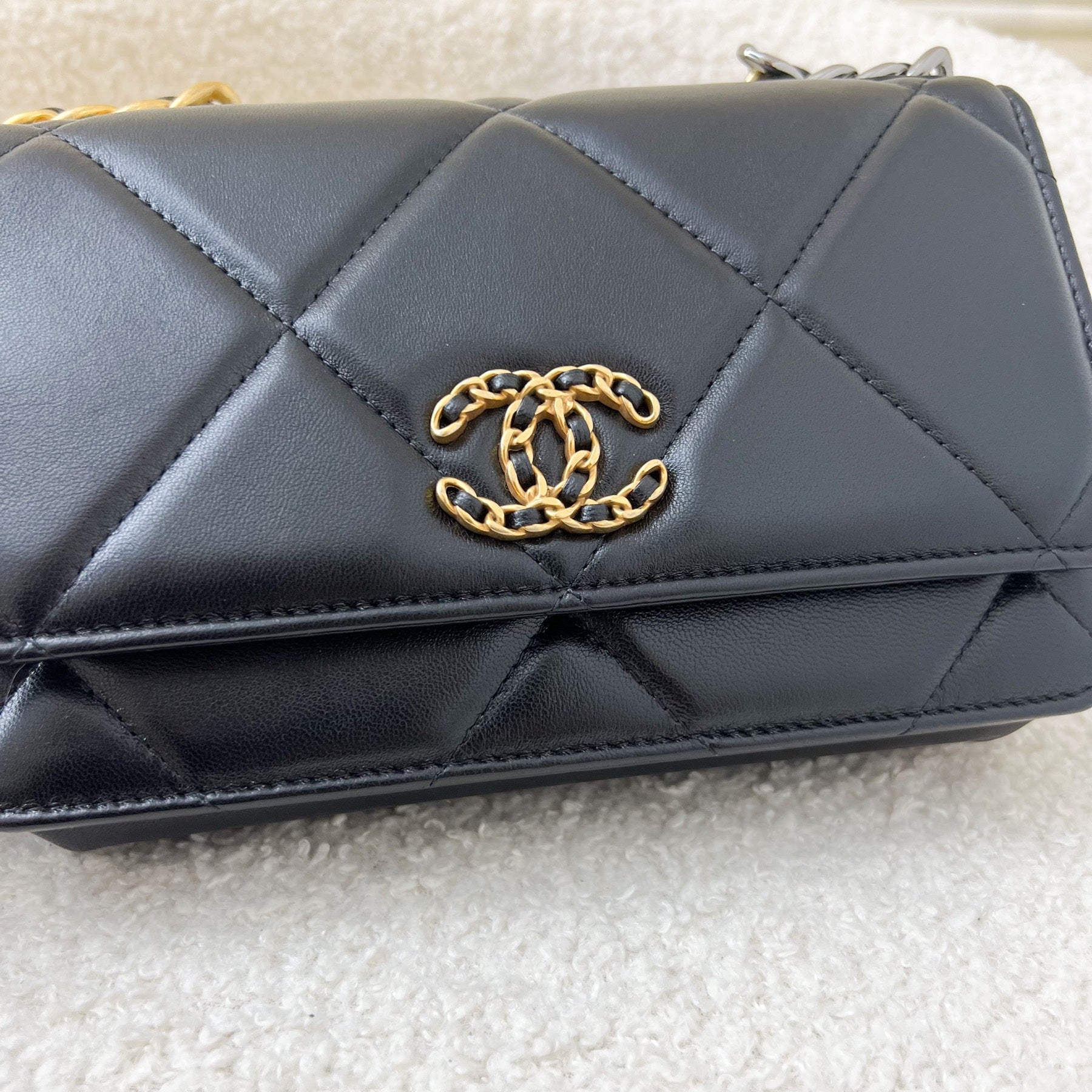 Chanel 19 Wallet on Chain WOC in Black Lambskin and 3 Tone