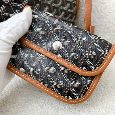 Goyard Mini Anjou in Black Goyardine Canvas with Camel Trim