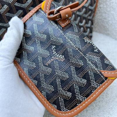 Goyard Mini Anjou in Black Goyardine Canvas with Camel Trim