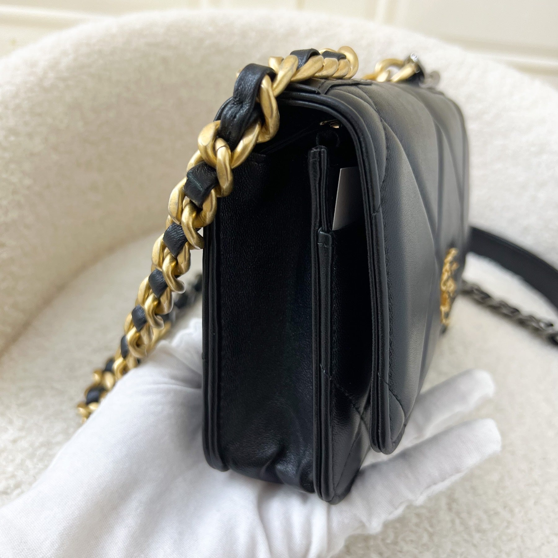 Chanel 19 Wallet on Chain WOC in Black Lambskin and 3 Tone