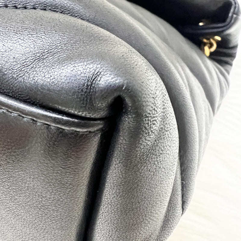 Saint Laurent YSL Medium Puffer Bag in Black Lambskin and GHW