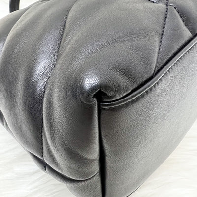 Saint Laurent YSL Medium Puffer Bag in Black Lambskin and GHW